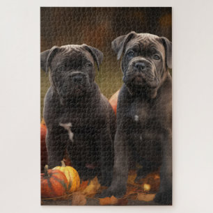 Cane Corso Puppy Autumn Delight Pumpkin Jigsaw Puzzle