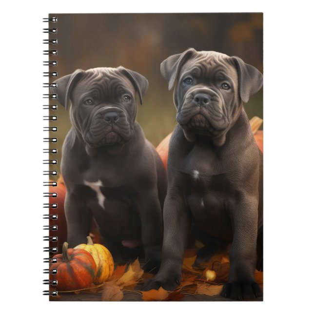 Cane Corso Puppy Autumn Delight Pumpkin Notebook (Front)