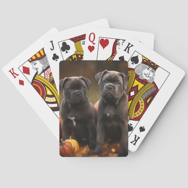 Cane Corso Puppy Autumn Delight Pumpkin Playing Cards (Back)