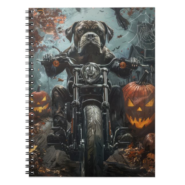 Cane Corso Riding Motorcycle Halloween Scary Notebook (Front)