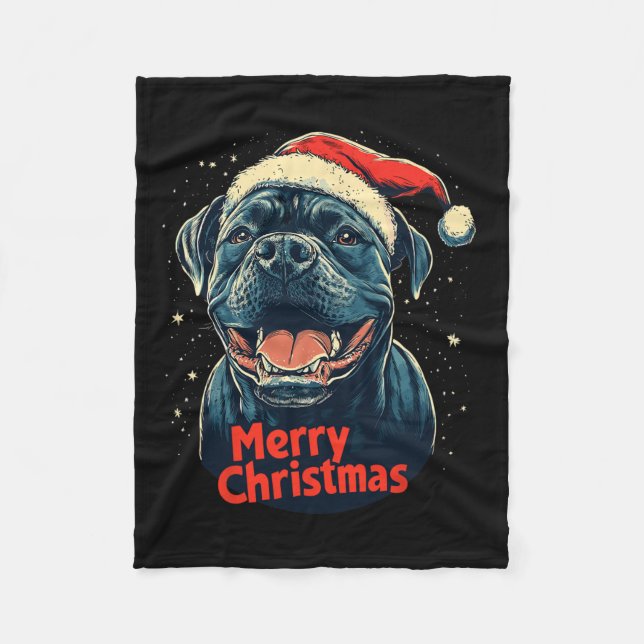 Cane Corso Santa Hat Merry Christmas Xmas Dog Love Fleece Blanket (Front)