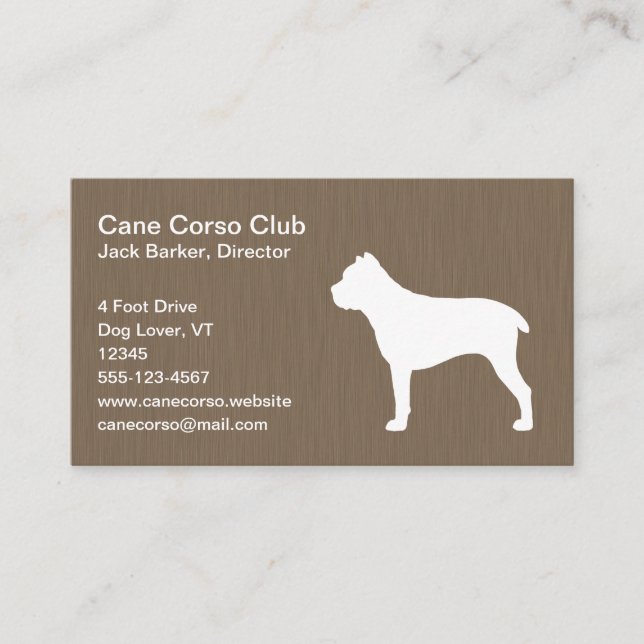 Cane Corso Silhouette Business Card (Front)