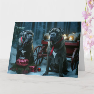 Cane Corso Snowy Sleigh Christmas Decor Card