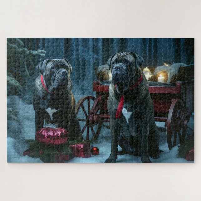 Cane Corso Snowy Sleigh Christmas Decor Jigsaw Puzzle (Horizontal)