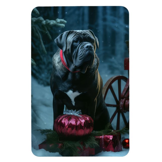 Cane Corso Snowy Sleigh Christmas Decor Magnet (Vertical)