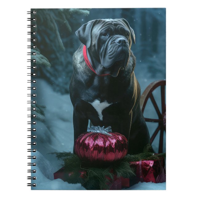 Cane Corso Snowy Sleigh Christmas Decor Notebook (Front)