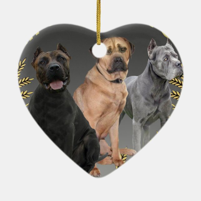 Cane Corso Three Ceramic Tree Decoration (Back)