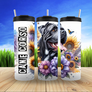 Cane Corso's Sunny Floral Majesty Thermal Tumbler