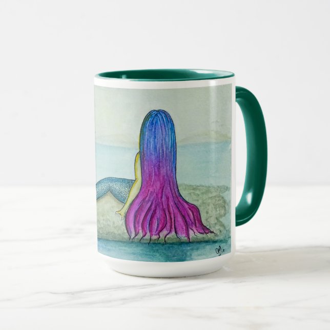 Caneca ilustração sereia pintada à mão mug (Front Right)