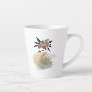 Caneca para café latte linhas e flores mug