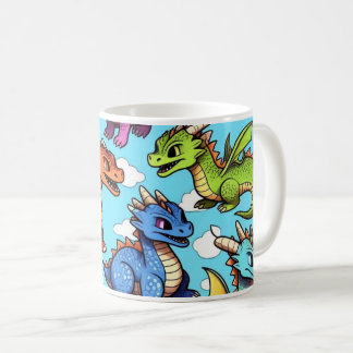Caneca with drawing of several dragons coffee mug