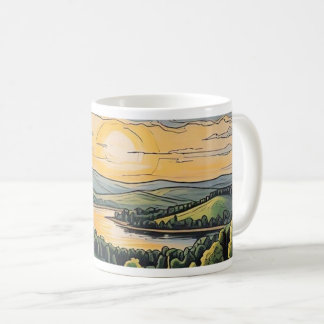 Caneca with illustration of sunset coffee mug
