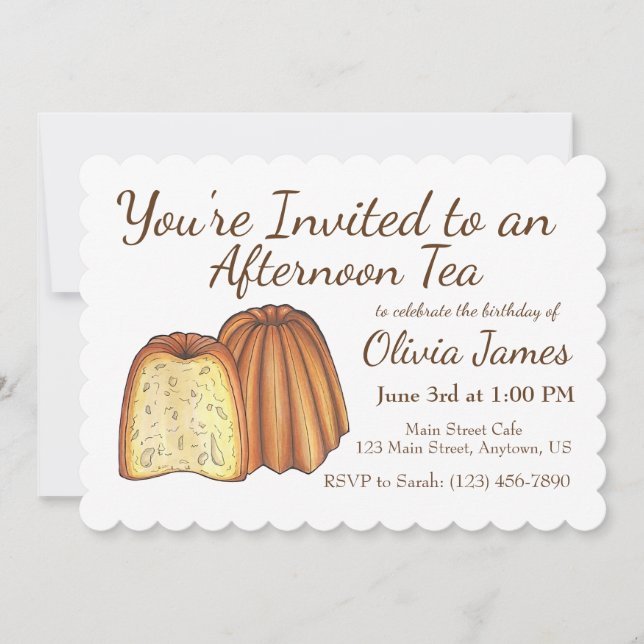 Canelé French Pastry Afternoon Tea Party Shower Invitation (Front)
