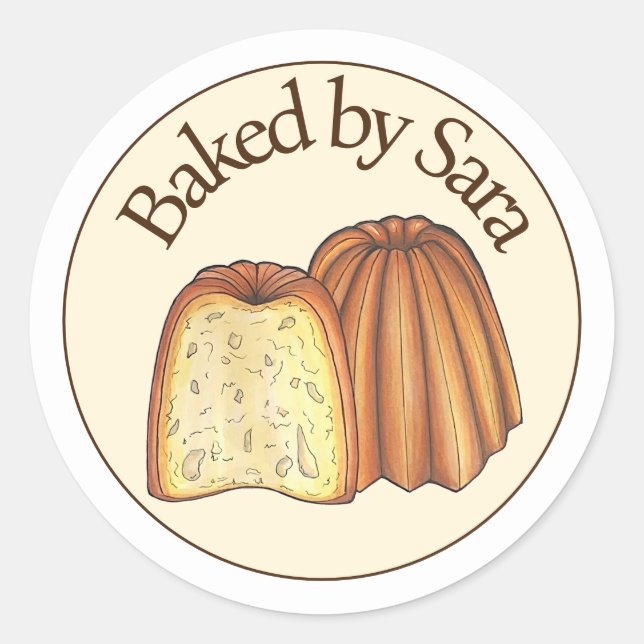 Canelé French Pastry Chef Baked By Homemade Baking Classic Round Sticker (Front)