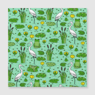 Canes, herons, lilies: vintage swarm.