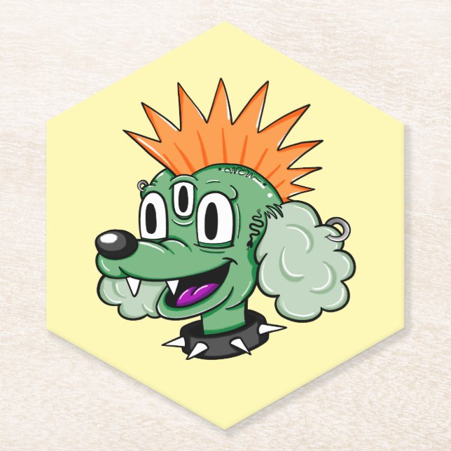 Caniche Punk Paper Coaster (Front)
