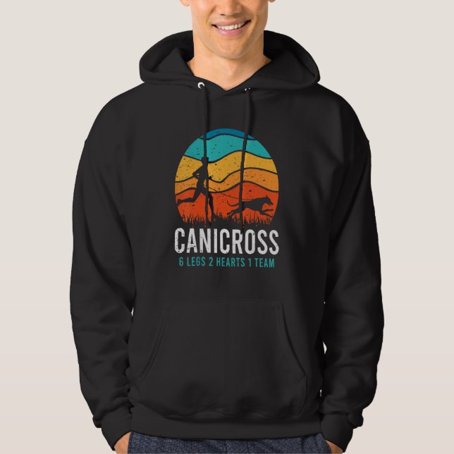 Canicross 6 Legs 2 Hearts 1 Team  Dog Running  Pun Hoodie (Front)