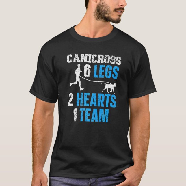Canicross 6 Legs 2 Hearts 1 Team Dog Running Sport T-Shirt (Front)