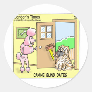 Canine Blind Dates Funny Dog Cartoon Gifts & Tees Classic Round Sticker