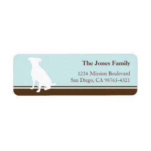 Canine dog pet silhouette blue return or mailing address label