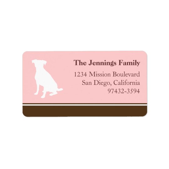 Canine dog pet silhouette pink return or mailing address label