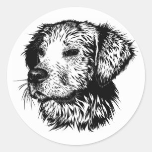 Canine Head Sketch  Classic Round Sticker