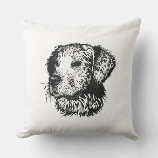 Canine Head Sketch  Cushion (Front)