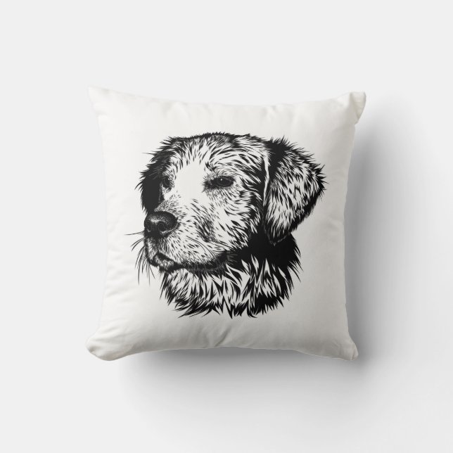 Canine Head Sketch  Cushion (Front)