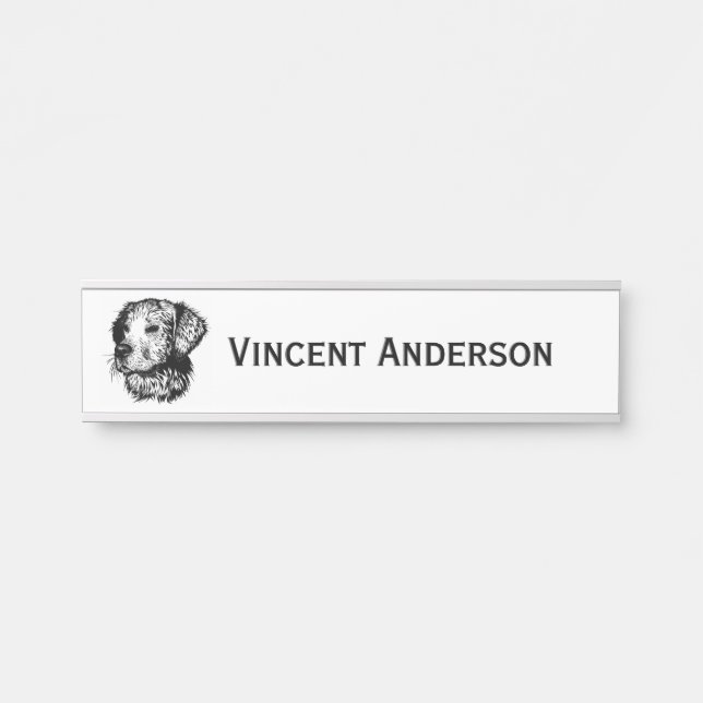 Canine Head Sketch Name Door Sign (Front)