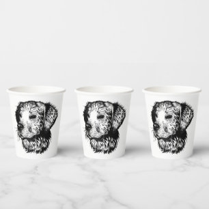 Canine Head Sketch Paper Cups