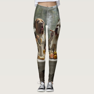 Canine Leggings: Cigar, Party, and Garden in 3D" Leggings
