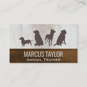 Canine Pack   Dog Training   Wood Background Business Card