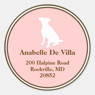 Canine pink brown dog custom name address label