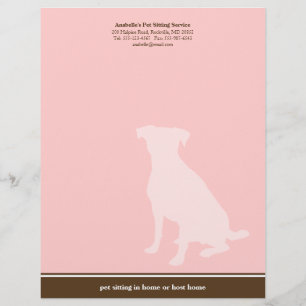 Canine pink brown posh pet sitting service custom customised letterhead