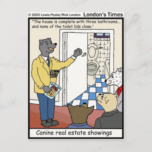 Canine Real Estate Sales Funny Gifts & Tees Postcard (Front)