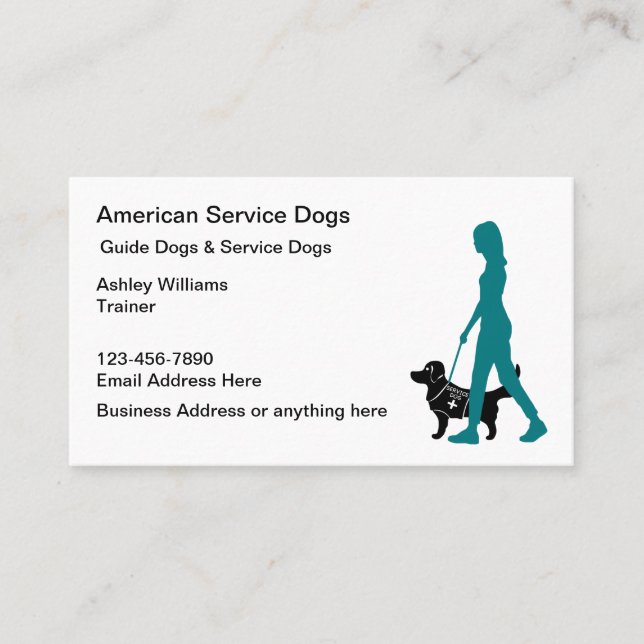 Canine Service And Guide Dog Theme Business Card (Front)