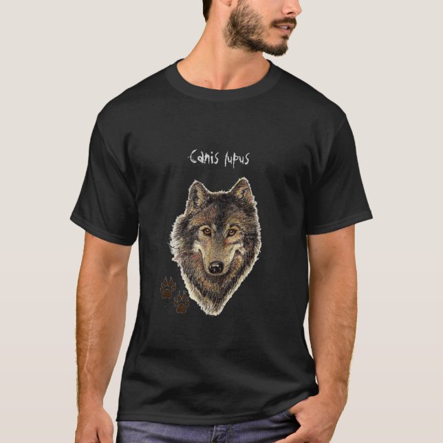 Canis Lupis  Watercolor Wolf, Wolves, Wild Animal T-Shirt (Front)