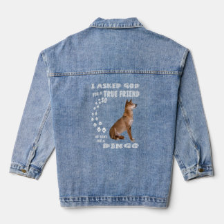 Canis Lupus Dingo Saying Mum Dingo Pet Dad Print W Denim Jacket