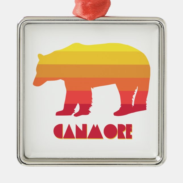 Canmore Alberta Rainbow Bear Metal Ornament (Front)