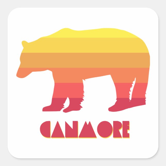 Canmore Alberta Rainbow Bear Square Sticker (Front)