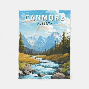 Canmore Canada Travel Art Vintage Fleece Blanket