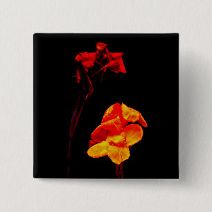 Canna Lilies on Black 15 Cm Square Badge