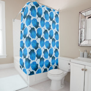 Canna Tropicanna Tropical Leaves in Blue Shower Curtain