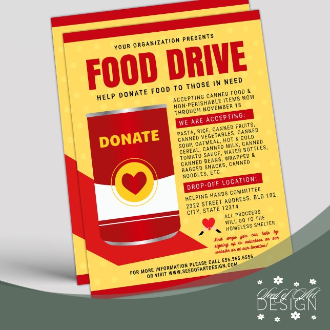 Canned Food Drive Charity Fundraiser Flyer (Creator Uploaded)