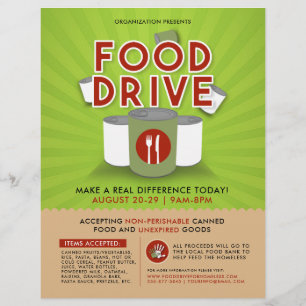 Canned Food Drive Feed Homeless Fundraiser Flyer