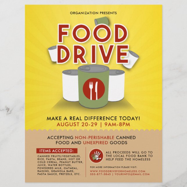 Canned Food Drive Feed Homeless Fundraiser Flyer (Front)