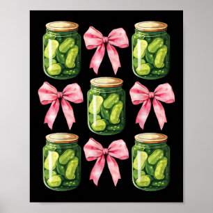 Canned Pickle Coquette Bows Cute Jar Girl Women Ae Poster