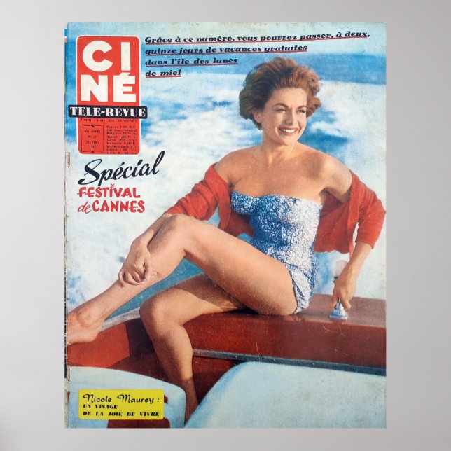 Cannes Beach Babe, 60's style. Poster (Front)
