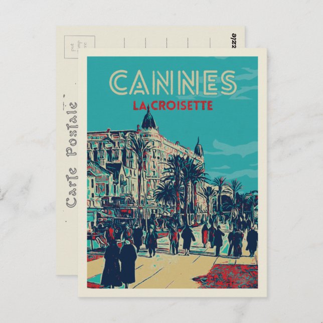 Cannes Cote d'Azur France, view retro of Croisette Postcard (Front/Back)