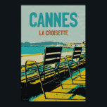 Cannes Côte d'Azur La Croisette Illust France  Poster<br><div class="desc">For all Cannes lovers or for those who like to share their travels with their friends. Retro postcard with Cannes Côte d'Azur La Croisette view original illustration.</div>